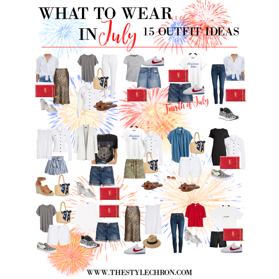 Outfit ideas for what to wear in July. 